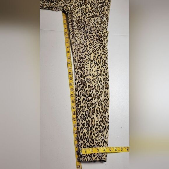 7FAM 7 For All Mankind Leopard Cheetah Skinny Jeans Gold Zippered Ankles - Picture 14 of 16